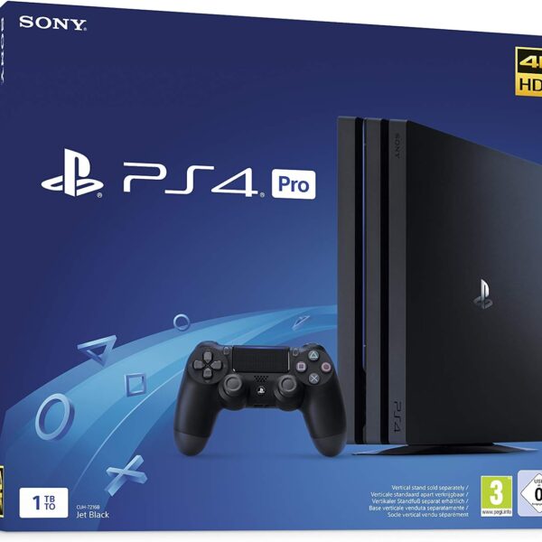 Sony, PlayStation 4 Pro 1 TB, PS4 Pro 1 TB Console + 1 DUALSHOCK 4 V2 Wireless Controller, G Chassis, Color: Jet Black