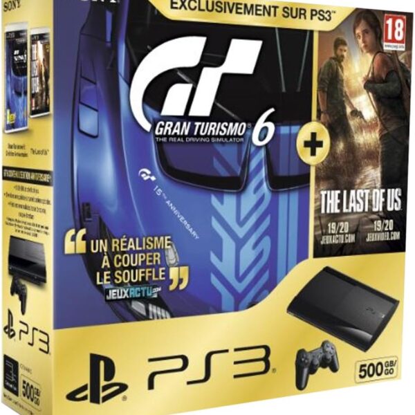 PS3 Ultra slim 500 GB black console + Gran Turismo 6 - special edition + The Last of Us